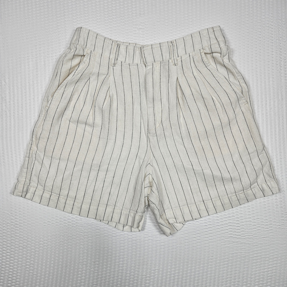 GAP Linen Blend Striped Shorts Women Size 6 Elastic Waist Summer Casual